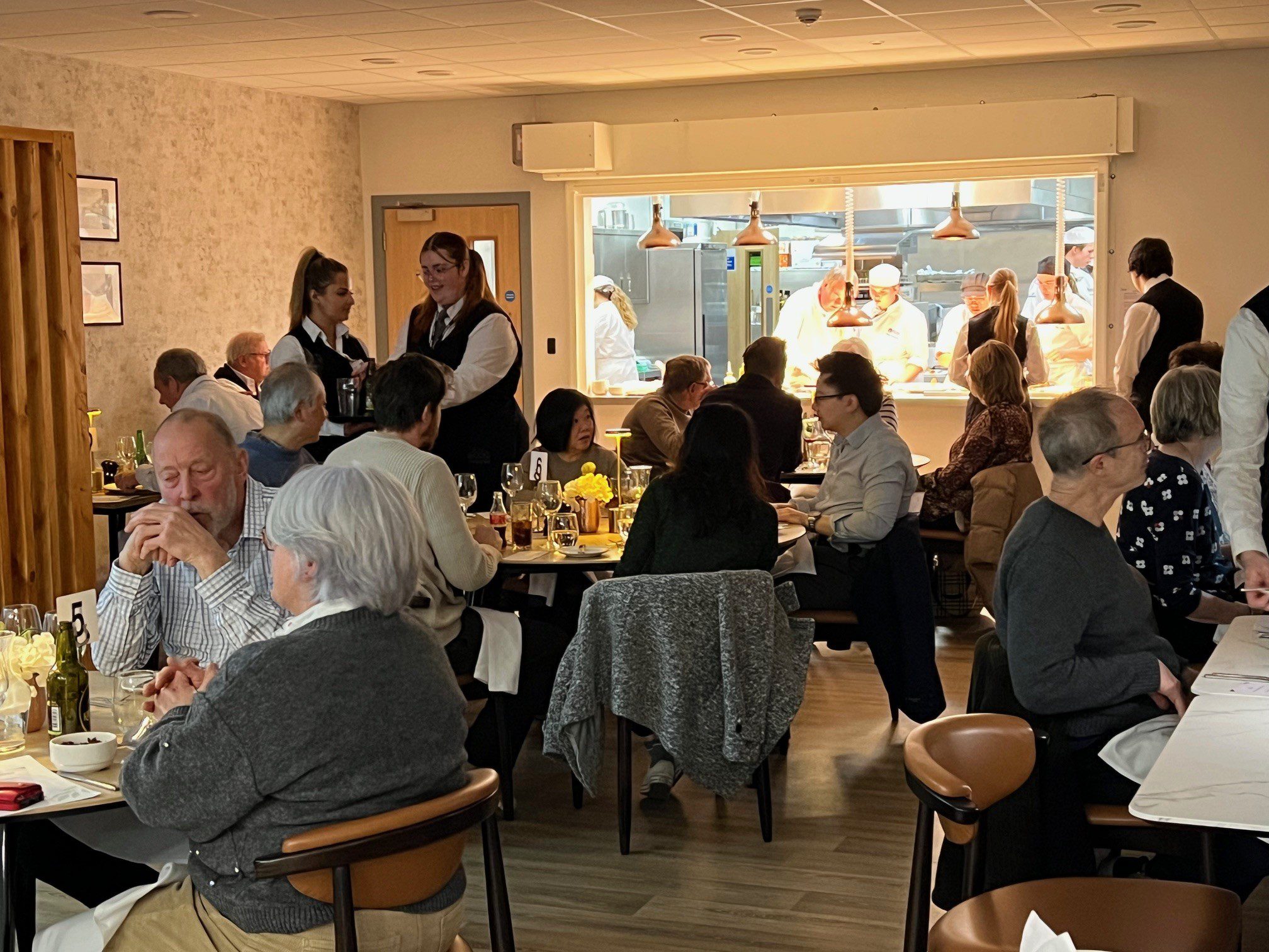 Harry, Alex and Nigel at Brooklands Technical College - Brooks Restaurant