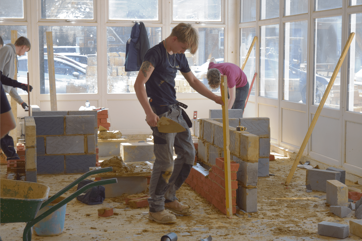 students compete in Construction Competition in brooklands workshop
