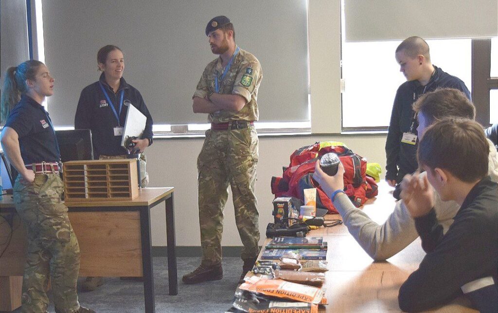 The army join students at Brooklands Technical College in educational talk